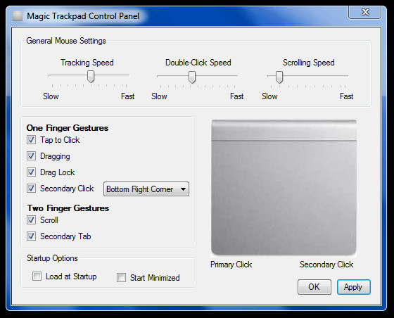 Apple Magic Trackpad Control Panel Adds Trackpad Properties In Windows 7