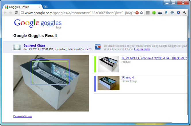 Google goggles search online