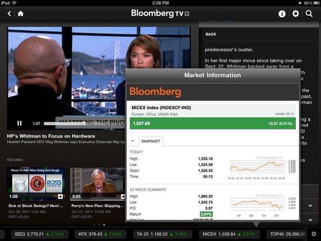 Bloomberg  iPad View Screen