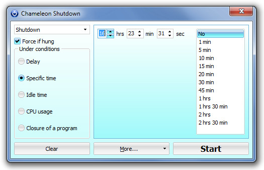 Chameleon Shutdown Time Chameleon Shutdown Time