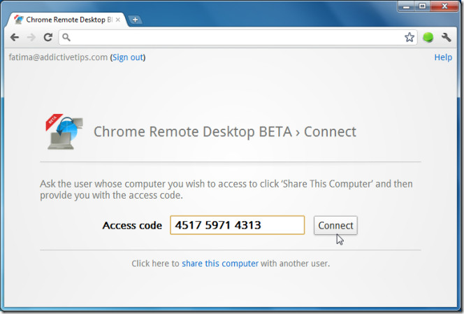 Chrome Remote Desktop BETA enter access code Chrome Remote Desktop BETA enter access code