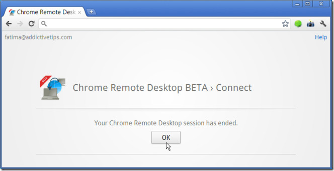 Chrome Remote Desktop BETA session end Chrome Remote Desktop BETA session end