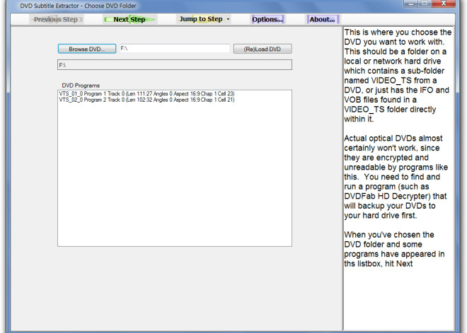 DVD Subtitle Extractor - Choose DVD Folder