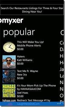 Myxer for WP7 Popular