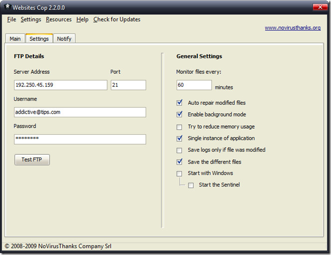 Websites Cop Settings Websites Cop Settings