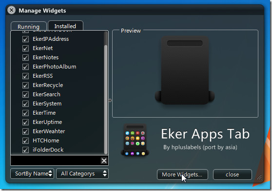 XWidgets Manage Widgets XWidgets Manage Widgets