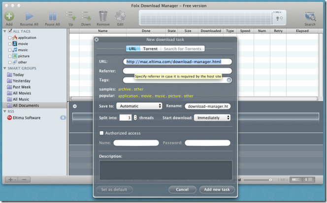 folx main interface folx main interface