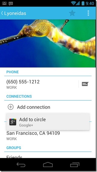 Android 4.0 ICS - 13 - Contact Card