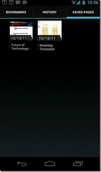 ICS Browser Saved Pages