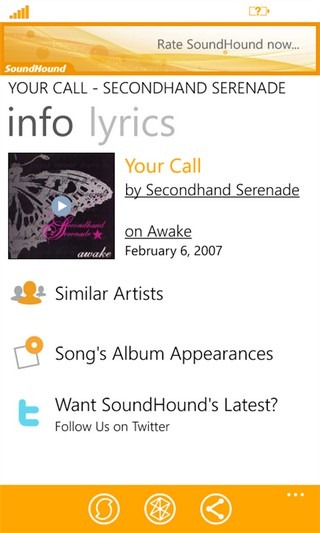 SoundHound Detected Song