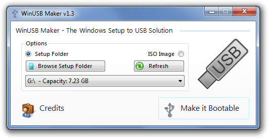 WinUSB Lets You Create Bootable USB Folders Images