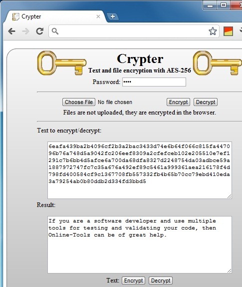 Crypter For Chrome Lets You Easily Encrypt Decrypt Text And Files