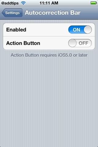 Autocorrection Bar Settings Autocorrection Bar Settings