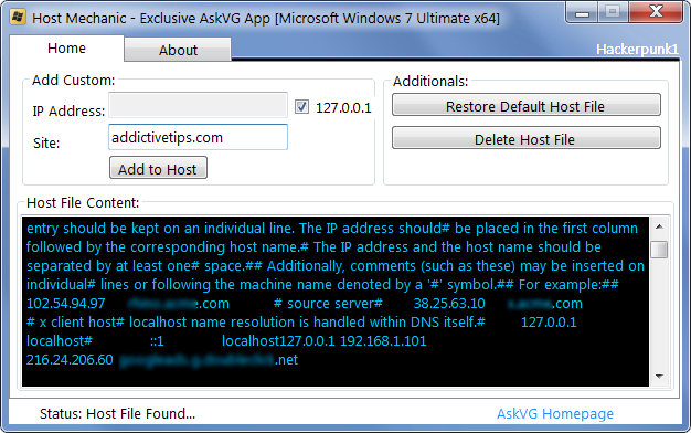 Host Mechanic - Exclusive AskVG App [Microsoft Windows 7 Ultimate x64]