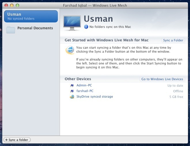 Mac OS X Lion Windows Live Mesh Mac OS X Lion Windows Live Mesh