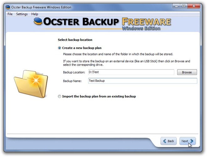 Ocster Backup Freeware Windows Edition - Location Ocster Backup Freeware Windows Edition - Location