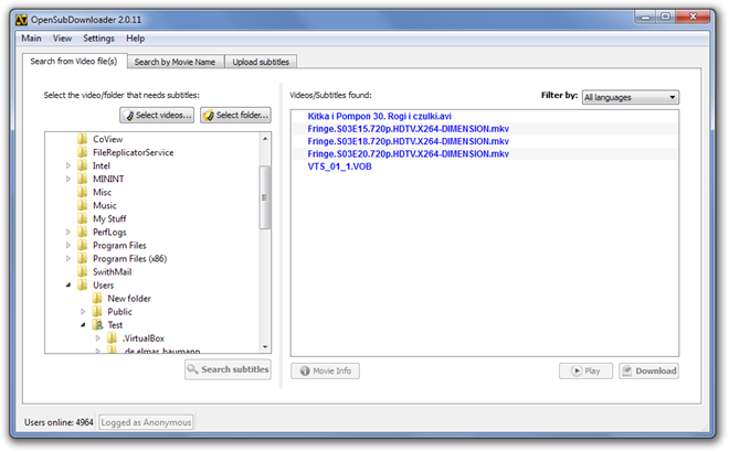 OpenSubDownloader Main OpenSubDownloader Main