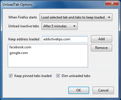 UnloadTaboptions UnloadTaboptions