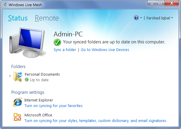 Windows Live Mesh Windows Live Mesh