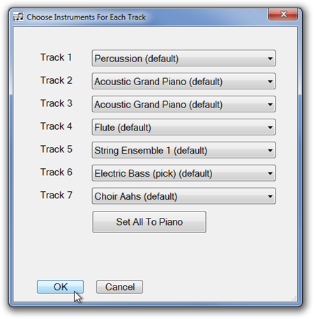 Choose Instruments For Each Track Choose Instruments For Each Track