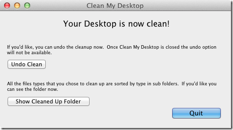 Clean My Desktop cleaning complete Clean My Desktop cleaning complete