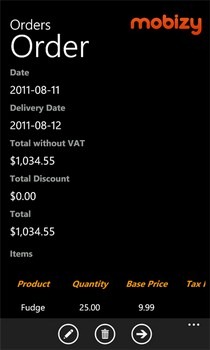 Mobizy Order Deatils