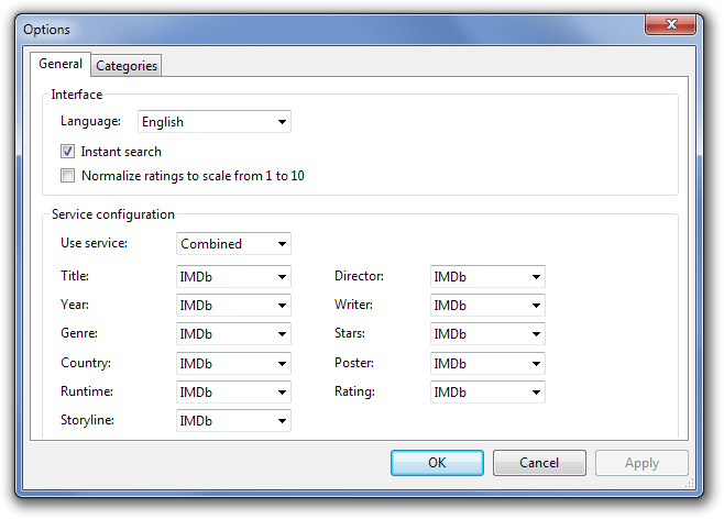 Movie Manager Options Movie Manager Options