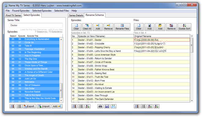 Name My TV Series - ©2010 Hans Luijten - www.tweaking4all.com