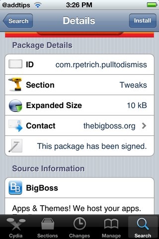 Pull To Dismiss Cydia Pull To Dismiss Cydia