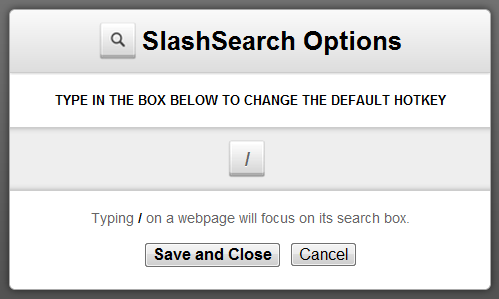 SlashSearch options SlashSearch options