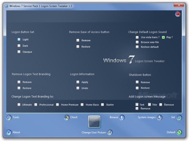 Windows 7 Service Pack 1 Logon Screen Tweaker 1.5 Windows 7 Service Pack 1 Logon Screen Tweaker 1.5
