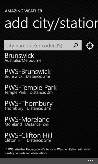 Amazing Weather WP7 Cities Amazing Weather WP7 Cities