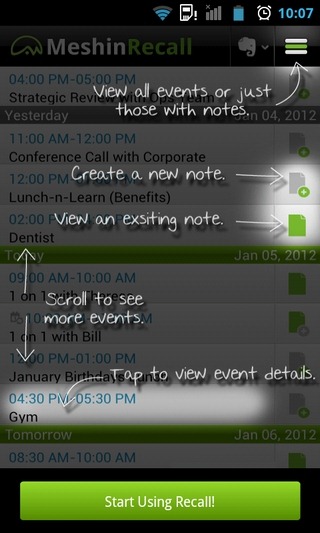 Meshin Recall Lets You Tag Evernote Notes To Calendar Events Android 