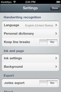 MyScript Memo Settings MyScript Memo Settings