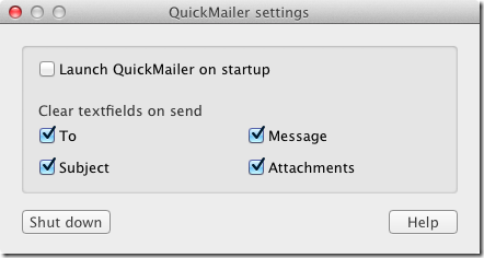 QuickMailer preferences