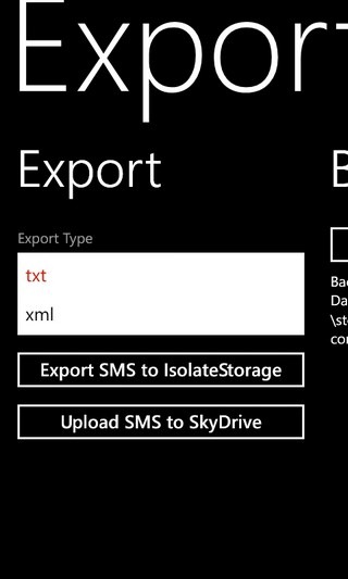 SMSBackup Export Type SMSBackup Export Type