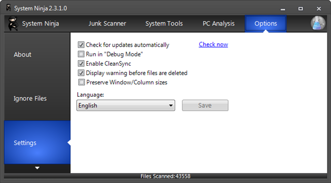 System Ninja Options