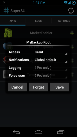 SuperSU Android Permissions SuperSU Android Permissions