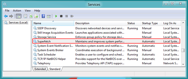 WIndows 8 Services Superfetch WIndows 8 Services Superfetch