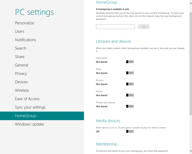 Windows 8 PC Settings HomeGroup Windows 8 PC Settings HomeGroup