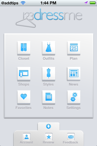 123DressMe home screen 123DressMe home screen