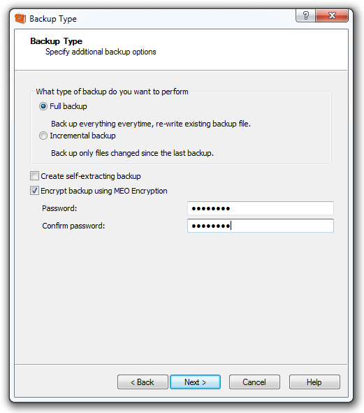 Backup Type Backup Type