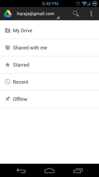 Google Drive for Android Home Google Drive for Android Home