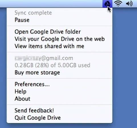 Trình đơn Google Drive dành cho Mac