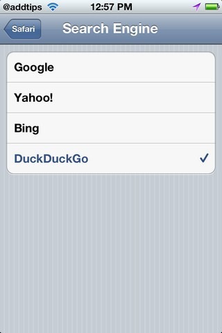 Safari Default Search Engine List