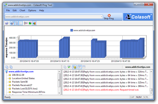 www.addictivetips.com - Colasoft Ping Tool