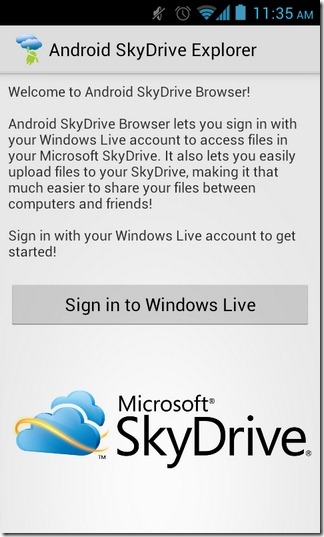 Android SkyDrive Explorer Holo Themed Supports Music Streaming