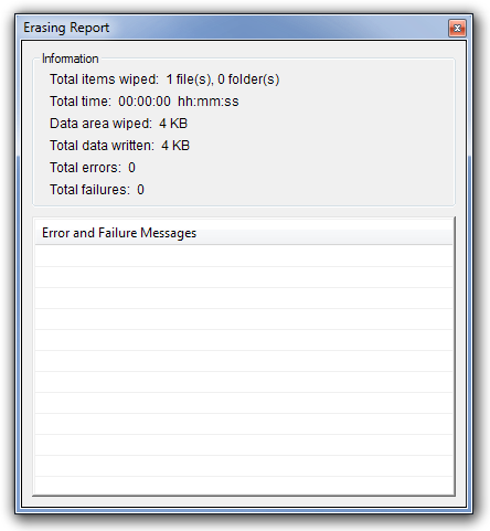Erasing Report Erasing Report
