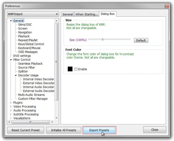 Export Settings Export Settings