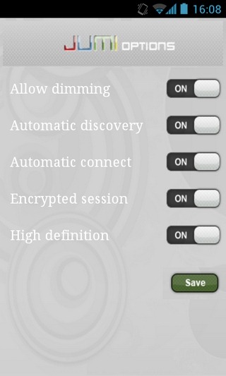 JumiAMP-Android-App-Options JumiAMP-Android-App-Options
